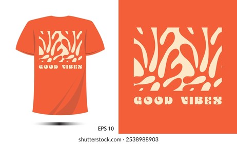 t-shirt good vibes flora shape print design. Vector template in modern lettering and typography cool For t-shirt prints and other uses