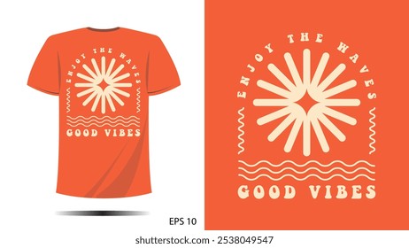 t-shirt good vibes print design symbol. Vector template in modern lettering and typography cool For t-shirt prints and other uses