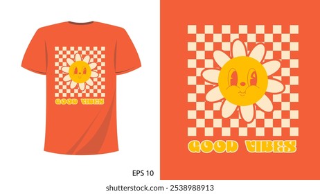 t-shirt boas vibrações sol inferior projeto de impressão. Modelo de vetor em letras modernas e tipografia legal Para impressões de t-shirt e outros usos