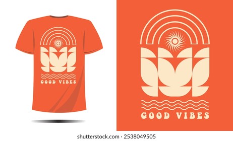 t-shirt boas vibrações e ondas design de impressão. Modelo de vetor em letras modernas e tipografia legal Para impressões de t-shirt e outros usos