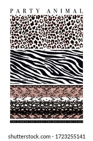 T-Shirt graphic Artwork with Leopard, Snake and Zebra pattern 