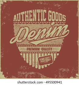t-shirt graphic denim background grunge vector illustration