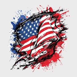 T-shirt Graphic Design American Flag Street Art Style New York