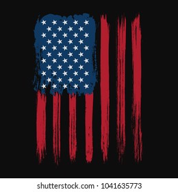 T-shirt graphic design with american flag and grunge texture. New York typography shirt design. Modern poster and t-shirt graphic design. Vector