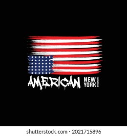 T-shirt graphic design with american flag and vector image