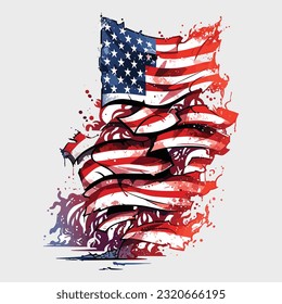 T-Shirt Grafik Design American Flag Street Art New York