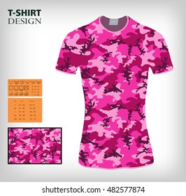 T-shirt graphic design with camouflage pattern.Vector illustration.