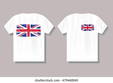 T-shirt graphic design with UK flag. Vector illustration.