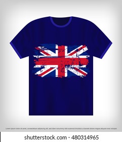 T-shirt graphic design with UK flag.Vector illustration.