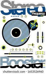 T-Shirt Graphic with DJ Elements, geometric shapes, Poster Flyer