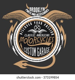 t-shirt graphic. Dragon,Brooklyn motorcycles club.