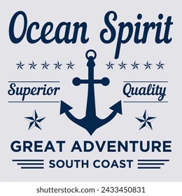 T-shirt graphic print nautical marine theme the ocean spirit cool