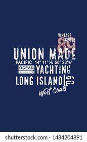 T-shirt graphic. Sailor style typography vintage print. Retro artwork. Graphic tee vector illustration.