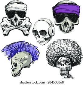 T-shirt Graphic / Skulls / illustration / White background / Fashion / vector
