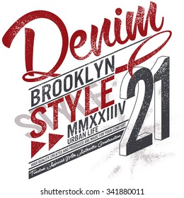 t-shirt graphics, about new york, street division, brooklyn style denim