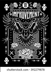 t-shirt graphics, rose and eagles