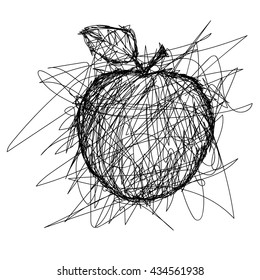 T-shirt graphics. Simple drawing liner. Doodle. Children's drawing. Apple