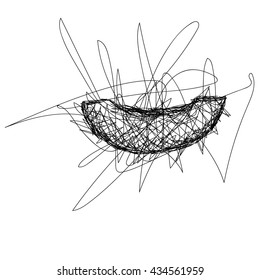 T-shirt graphics. Simple drawing liner. Doodle. Children's drawing. Melon