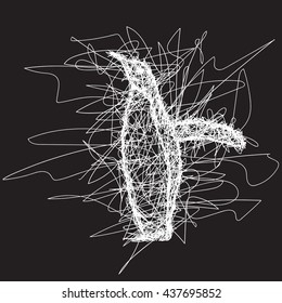 T-shirt graphics. Simple drawing liner. Doodle. Children's drawing. Penguin
