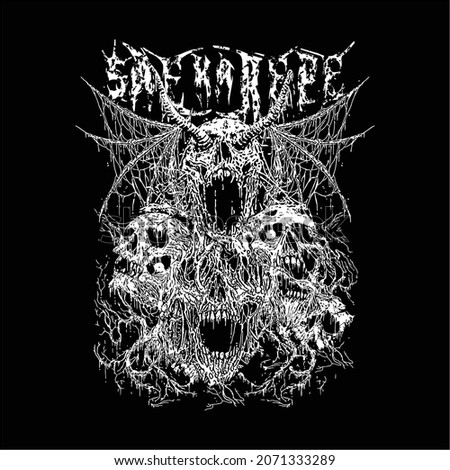 T-shirt Graphics skull. design horror, death metal, punk, grunge.