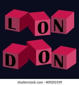 T-shirt graphics, typography. London. Cubes.