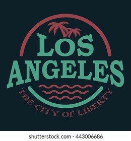 T-shirt graphics, typography. Los Angeles. California. Vector.