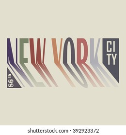 T-shirt graphics, typography. New York city 86 th. Vector illustration.