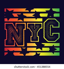 T-shirt graphics, typography. New York City. NYC. Star.
