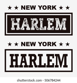 T-shirt graphics, typography. New York, Harlem. Vector.