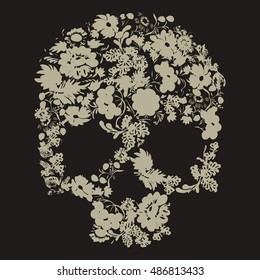 T-shirt graphics, typography. Skull Flower. Vector.