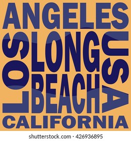 T-shirt graphics, typography. Surf, Los Angeles Long beach California.