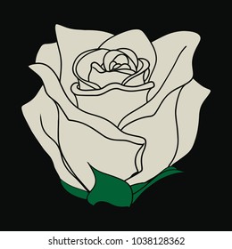 T-shirt graphics, typography. The white rose. Vector.