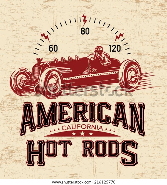 Tshirt Graphics Vintage Race Car Printingvector Stock Vector (Royalty ...