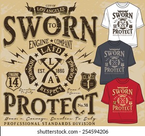 t-shirt graphics,fire department,sworn to protect