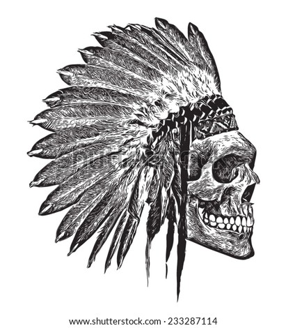 Tshirt Graphics Indian Headdressskull Illustrationskull Posterskull