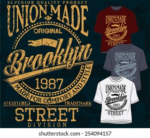 t-shirt graphics,union made,original brooklyn