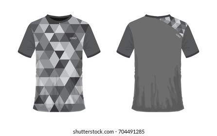 T-shirt gray polygon soccer or football template for team club on white background. Jersey sport, vector illustration eps 10.