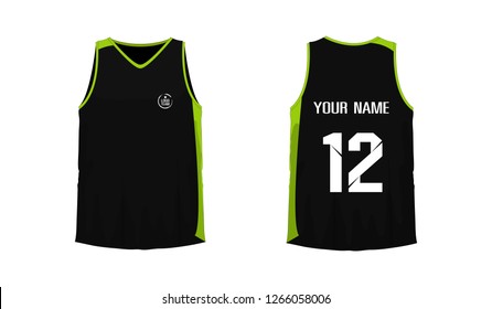 T-shirt green and black basketball or football template for team club on white background. Jersey sport, vector illustration eps 10.