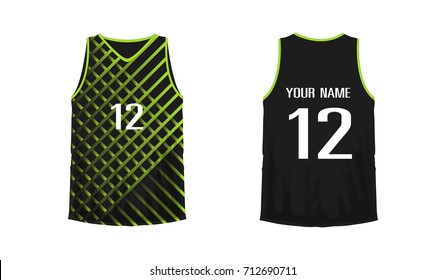 T-shirt green and black basketball or football template for team club on white background. Jersey sport, vector illustration eps 10.