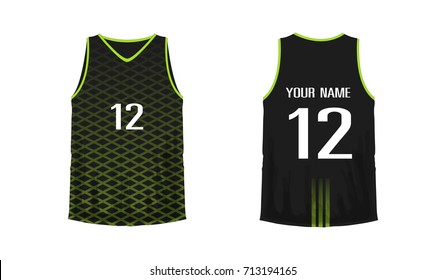 T-shirt green and black basketball or football template for team club on white background. Jersey sport, vector illustration eps 10.