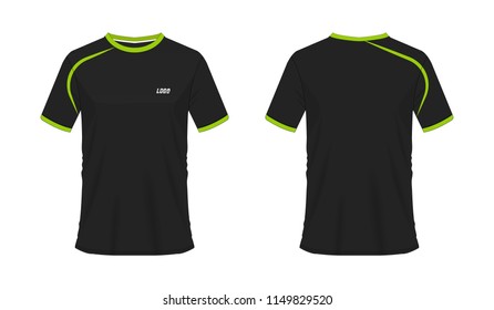 T-shirt green and black soccer or football template for team club on white background. Jersey sport, vector illustration eps 10.