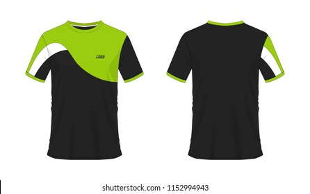 T-shirt green and black soccer or football template for team club on white background. Jersey sport, vector illustration eps 10.