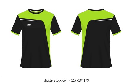 T-shirt green and black soccer or football template for team club on white background. Jersey sport, vector illustration eps 10.