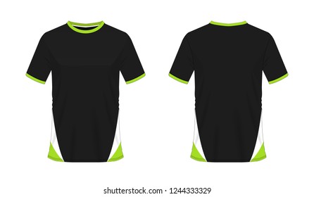 T-shirt green and black soccer or football template for team club on white background. Jersey sport, vector illustration eps 10.