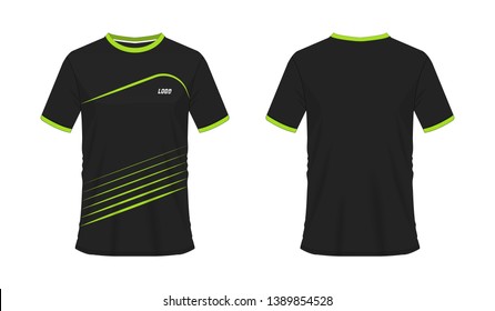 T-shirt Green And Black Soccer Or Football Template For Team Club On White Background. Jersey Sport, Vector Illustration Eps 10.