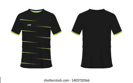 T-shirt green and black soccer or football template for team club on white background. Jersey sport, vector illustration eps 10.