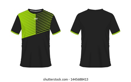 T-shirt green and black soccer or football template for team club on white background. Jersey sport, vector illustration eps 10.