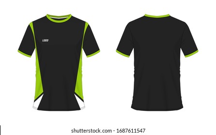 T-shirt green and black soccer or football template for team club on white background. Jersey sport, vector illustration eps 10.