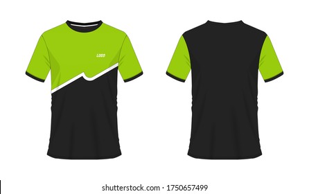 T-shirt green and black soccer or football template for team club on white background. Jersey sport, vector illustration eps 10.