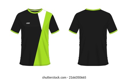 Camiseta de fútbol verde y negro o plantilla de fútbol para el equipo de fútbol de fondo blanco. Deporte de Jersey, ilustración vectorial eps 10.